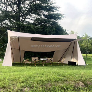 เต็นท์ผ้าใบพับได้ขนาดใหญ่สีกากีสำหรับตั้งแคมป์กลางแจ้ง ป้องกันแดดและฝน เหมาะสำหรับการเดินป่า - Product Image 3