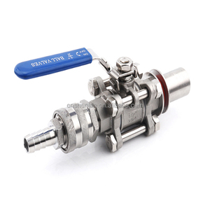 Kit de vanne à boisseau sphérique sans soudure en acier inoxydable 3 pièces BSP/NPT 1/2" pour brassage maison avec raccord rapide et embout cannelé pour tuyau - Product Image 3