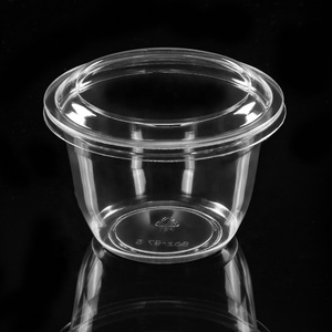 BPA free disposable food packaging RPET/ PET pot clear plastic dessert/ cake cups glass with lids
