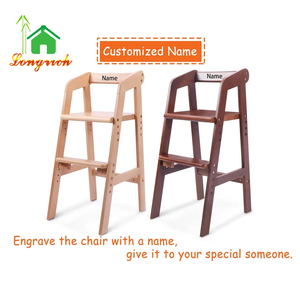 Chaise haute portable en bois double au design moderne, facile à nettoyer, siège <span class=keywords><strong>rehausseur</strong></span> pour bébé pour la cuisine ou l'hôtel - Product Image 3