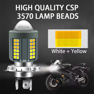 Ampoules de projecteurs <span class=keywords><strong>LED</strong></span> <span class=keywords><strong>BA20D</strong></span> H4 Haute luminosité Lentille laser pour moto Blanc Jaune Ampoules de phare de moto pour véhicules électriques - Product Image 4