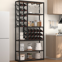 Casier à vin autoportant et armoire de bar en forme de rectangle avec support en verre pour bar à domicile et stockage d'alcool