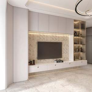 Meuble mural pour téléviseur LED, design moderne suspendu avec montage flottant pour salon compact, gestion multimédia en bois - Product Image 4