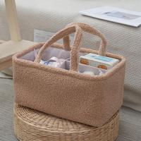 Panier de rangement multifonctionnel carré moderne en polyester pour couches de bébé avec poignée