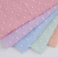 Échantillon Gratuit Personnalisé Tissu Chiffon Léger 100% Polyester Teint Respirant Couleur Unie avec Pompons pour Chemises et Jupes Fille en Rouleau
