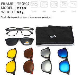 Clip-on magnétique polarisé 5-en-1 avec protection UV400 TAC, <span class=keywords><strong>design</strong></span> 29, jaune/noir/bleu/argent/marron, monture PC carrée, usine de Yiwu - Product Image 4