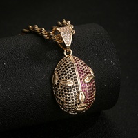 Pendentif Tête de Iron Man en Laiton Plaqué Or 14K, Bijou Hip Hop Bling Micro-Pavé de Zircons, Pendentif Dessin Animé pour Hommes et Femmes