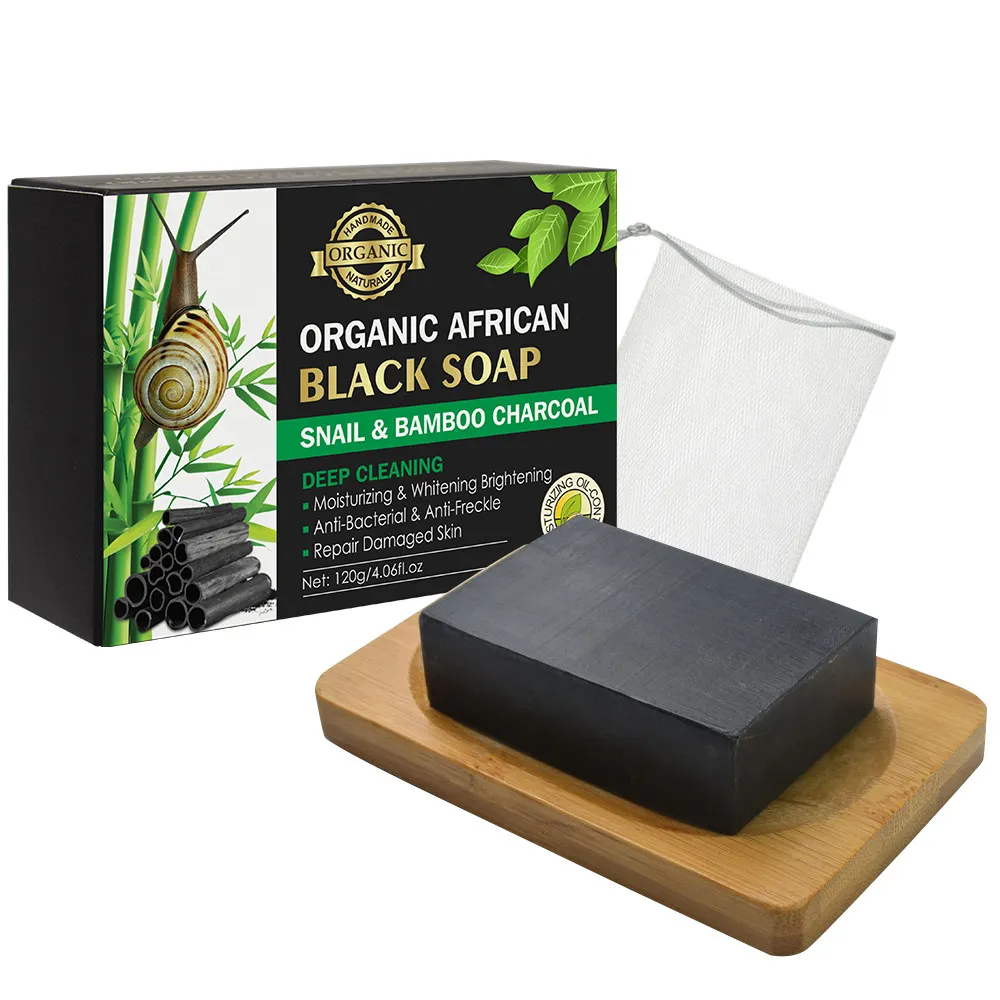 High Quality Beauty Product Bamboo Charcoal Snail Avocado Whitening Handmade African Black Soap Face Beauty for Women Skin Care