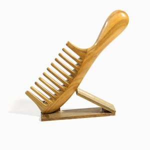 Sandalwood Wooden Massage <b>Comb</b> <b>Wide</b> Teeth U Shape Handmade For Hair Scalp Care 15-20Cm - Product Image 5