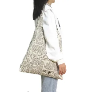 Custom Newspaper Printing Shopping Bag Recycled Fashion Cotton Canvas Tote Bag