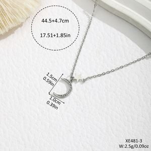 สร้อยคอจี้เพชรทรงยุโรปอเมริกัน ประดับเพชรแบบ Pave Setting  วัสดุโลหะผสมสังกะสี  พร้อมสายคล้องคอ  เหมาะเป็นของขวัญ - Product Image 4