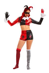 Ensemble de costume sexy de clown <span class=keywords><strong>Harley</strong></span> <span class=keywords><strong>Quinn</strong></span> avec haut court - Tenue de cosplay pour spectacle de scène d'Halloween - Product Image 6