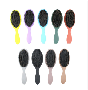 Brosse à cheveux à marque privée, peigne en caoutchouc, masseur du cuir chevelu avec poils de sanglier, manche en plastique marbré, démêlant - Product Image 3