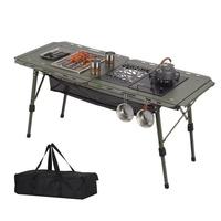 Table de camping réglable en hauteur pour l'extérieur, vente en gros d'usine, table pliante tactique légère en aluminium pour barbecue