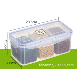 Boîtes de conservation alimentaire compartimentées en plastique hermétiques 14x11cm, boîte de rangement rectangulaire pour céréales, anti-humidité, utilisable au réfrigérateur - Product Image 4