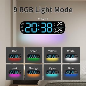 Large Screen <b>LED</b> <b>Wall</b> <b>Clock</b> Multifunction Display Temperature Date Week Timer Remote Control for Living Room - Product Image 3
