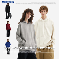 Sweat-shirt à capuche classique 300 g/m² 100 % coton French Terry unisexe couleur unie coupe ample streetwear basique essentiel