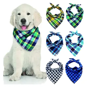 Promotion Wholesales High Quality Vivid Color Custom God Bandanas Triangle Washable Square Plaid Printing Dog Adjustable