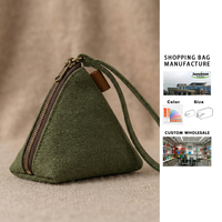 Sac de shopping portable en toile triangulaire, grande capacité, structure robuste, petit format, avec porte-monnaie et dragonne, vente en gros