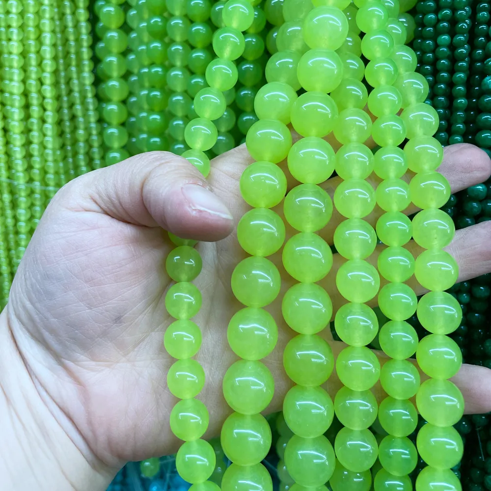 Jade Stone Red Green Orange Blue Different Color Round Loose Bead Strand For DIY Jewelry Making Necklace And Bracelet