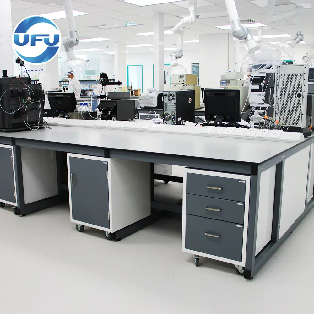 Muebles de laboratorio de química UFU, banco de trabajo de laboratorio con Marco en H, mesa de resina