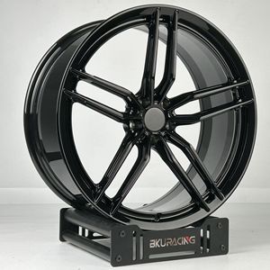Rines Bku Forjados 5x120.65 para Chevrolet <span class=keywords><strong>Corvette</strong></span> C8 C7 C6 C5 <span class=keywords><strong>ZR1</strong></span> Z06 19 20 21 22 Pulgadas, Rines de Aleación Cóncavos en Negro Brillante - Product Image 5