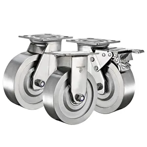 4" 5" 6" 8" Stainless Steel Heavy Duty Caster Wheels Trolley Casters TPR Wheel Rubber Wheels Anti-rust Casters