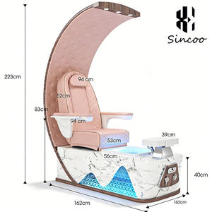 Sillón de Masaje Eléctrico de Lujo Moderno Color Rosa con Respaldo Alto y Base LED Dorada para Salón de Belleza y Pedicura - Product Image 6