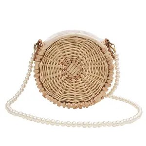 2023 nouveau simple rond une épaule sac de paille tissé sac de plage mode femmes sacs de paille