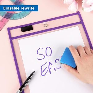 Pochettes effaçables en PVC transparentes et colorées 2026 pour fournitures de bureau, réutilisables, pour enfants et usage scolaire - Product Image 3