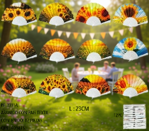 Abanico Decorativo de Girasol de 24 cm, Paquete Surtido, Abanico de Mano para Fiestas, Bodas, Eventos, Impresión Digital en Papel - Product Image 2