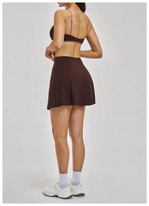 Naked Feeling Quick Dry Sports Bra <b>Side</b> Slit Tennis Skirt With Pockets 4 Way Stretch Workout Wear Women 2 Piece Set - Product Image 6