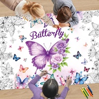 Affiche géante à colorier Papillon, Nappe à colorier personnalisée en papier pour la décoration de fête d'anniversaire des enfants, Art mural pour la salle de classe, Cadeaux pour filles