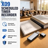 Enregistreur vocal USB X09 en gros, OEM, activation vocale, enregistrement 24h/24, 32 Go, alliage d'aluminium ABS pour distributeurs et acheteurs