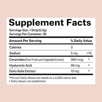 Bandes buccales de 9g de Céramide avec Acide Hyaluronique et Gotu Kola pour l'hydratation de la peau, anti-âge, complément alimentaire