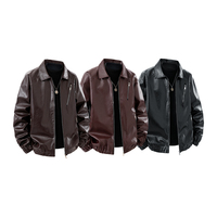 Blouson Bomber Homme Hiver Ample en Similicuir PU Écologique Col Rabattable Coupe-Vent Moto Urbain Décontracté Extérieur