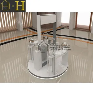 High End Shopping Mall Shop Furniture Design Free Rendering Small Wooden Jewelry Display Kiosk