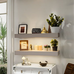 Estante Flotante Blanco Moderno para Decoración del Hogar, Estante de Pared Grueso de Madera con Tira de Luz LED, Gran Venta - Product Image 4