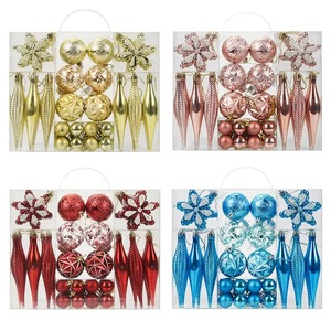 Ensemble d'ornements de Noël assortis en plastique incassable, décorations suspendues incluant boules, flocons de neige, larmes et rennes - Product Image 5