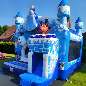 Huatong thư bị trả lại nhà Inflatable tuyết trắng phim hoạt hình Inflatable Trampoline màu xanh nhảy lâu đài với Slide Combo hupfburg cho trẻ em - Product Image 2