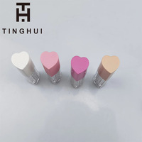 Emballage de rouge à lèvres Stock Beauty 3,5 g, tubes vides en forme de cœur rose, doré et jaune avec couvercle