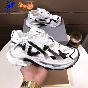 Sneakers Chunky Unisexe en Maille Blanche, Noire et Argentée, Style Rétro Running pour Streetwear, Balenciagaes - Product Image 1