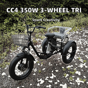 Triciclo Elettrico Fuoristrada CC4 350W con Sedile Posteriore, Pneumatici Larghi, <span class=keywords><strong>Bici</strong></span> a <span class=keywords><strong>3</strong></span> Ruote per Passeggeri e Carico Alimentata da Batteria al Litio - Product Image 2