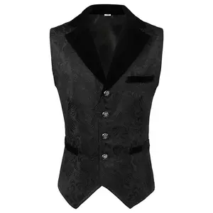 Herren viktoria nische Steampunk Weste Renaissance mittelalter liche gotische Weste Männer Vintage schwarz Jacquard gekerbte Revers Smoking Westen XXXL