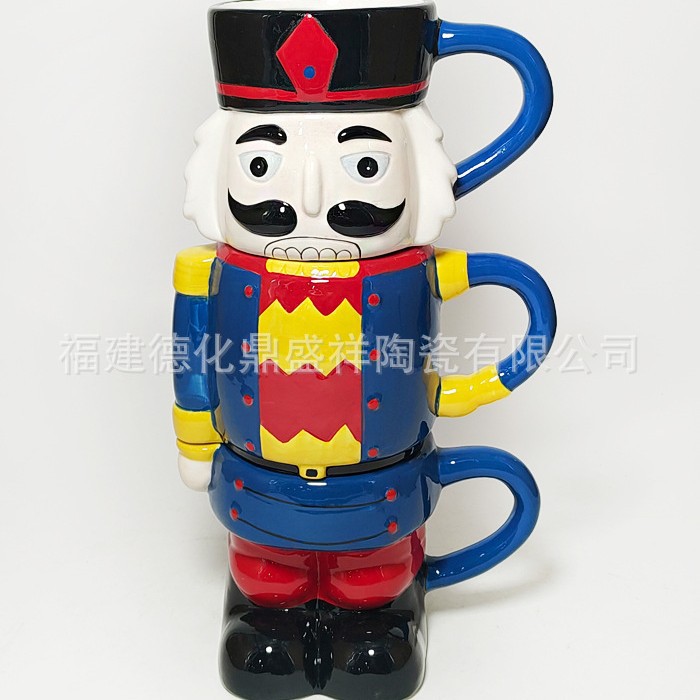 1 ensemble de soldats en noyer - coupe à trois niveaux