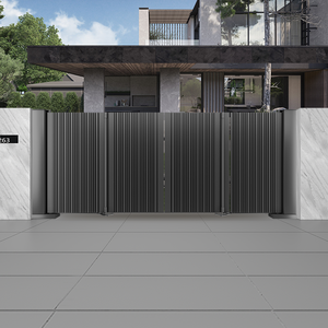 Portail battant moderne Qifan, enduit de poudre, durable, pour villa, commande manuelle, en métal noir - Product Image 2