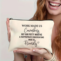 Sac de brosses de maquillage en toile de grande capacité imprimé personnalisé DIY Portable et pratique avec fermeture à glissière étanche