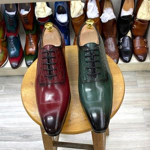 Chaussures Oxford en cuir véritable à lacets, motif écossais, décontractées et habillées, pour mariage, fête, bureau, chaussures de mode - Product Image 3