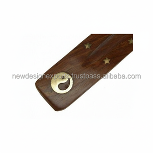 Porte-bâton d'encens Yin Yang avec brûleur d'encens en bois attrape-cendres et support d'encens parfumé à la bergamote et à la fraise - Product Image 1