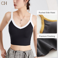 OEM/ODM 2026 – Nouveau style le plus vendu – Camisole rembourrée color-block à col en V pour femme – Vêtements d'été tricotés – Échantillonnage rapide – Production en gros
